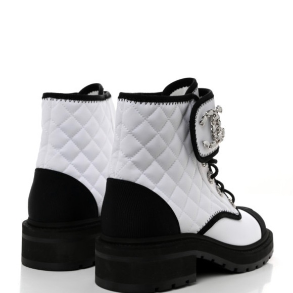 Chanel Chic Fabric Quilted Combat Boots - Picture 4 of 6